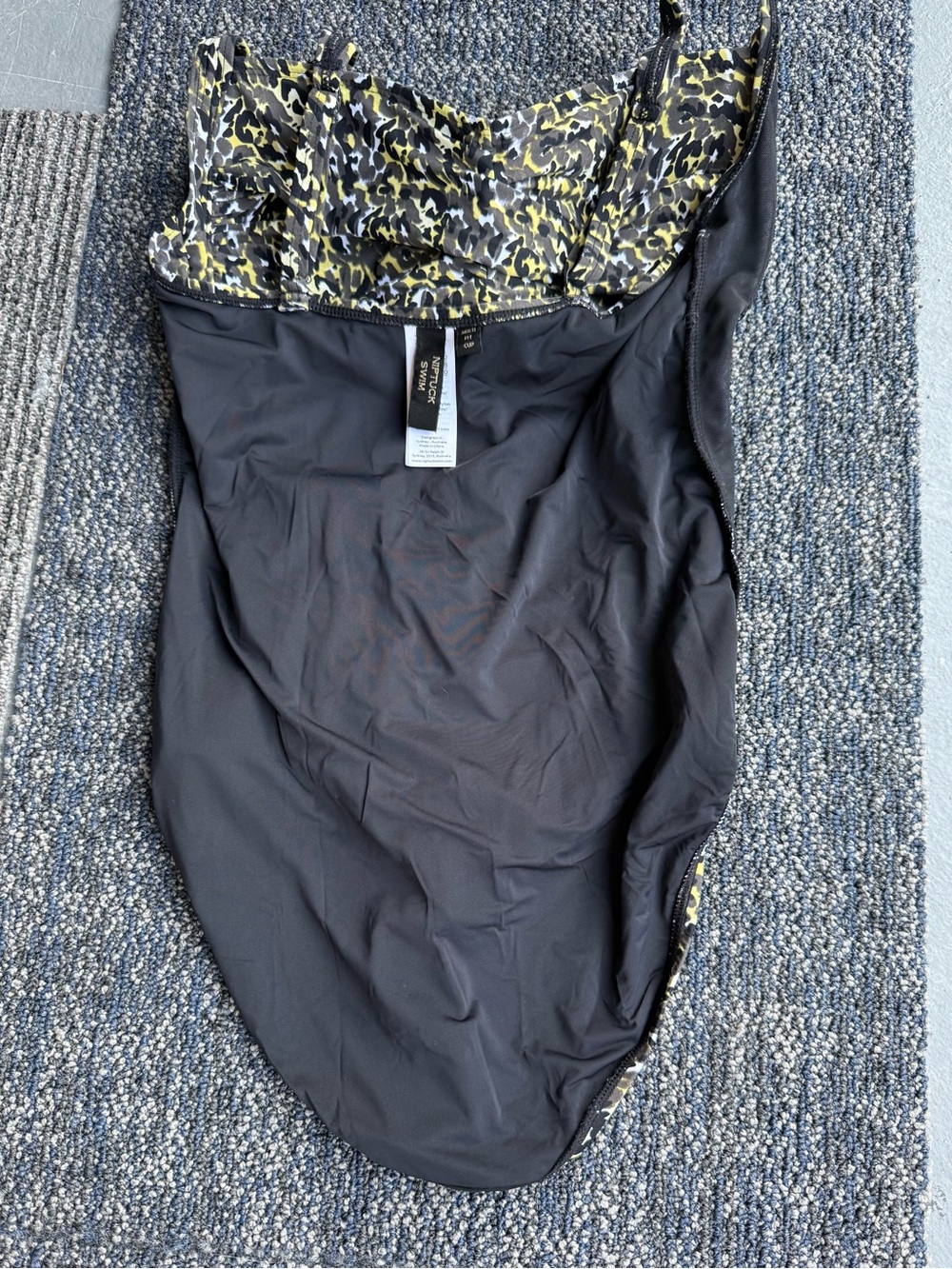 Nip Tuck Black One-Piece Swimsuit with Yellow & White Print - Picture 6 of 8